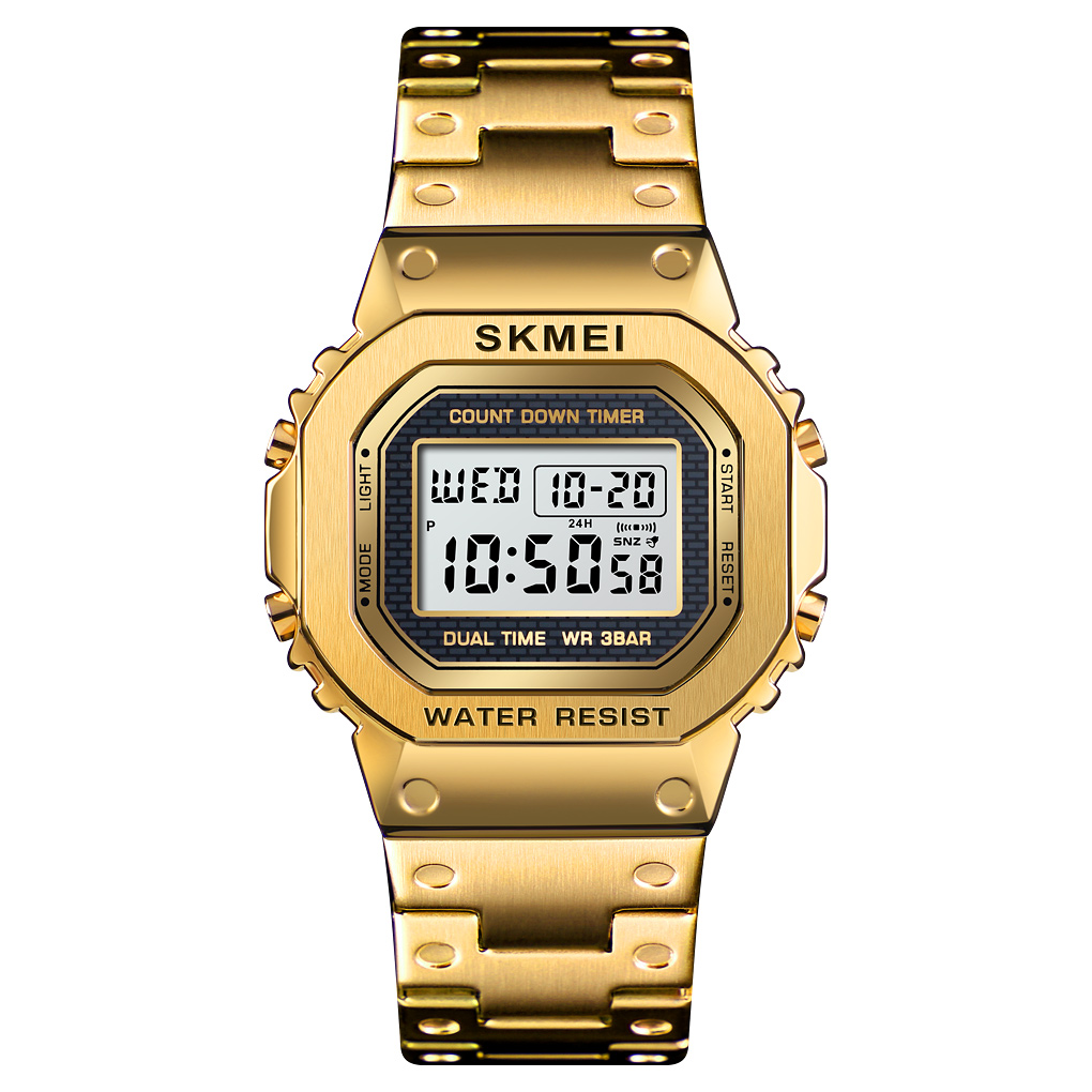 variant-image-color-gold-3 SKMEI 1456 cheap stainless steel 3atm waterproof mens simple watch - Image 1