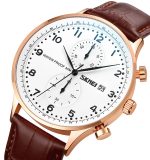 Skmei 9301 leather men quartz  stainless steel back watch - Image 6