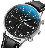 Skmei 9301 leather men quartz  stainless steel back watch - Image 5