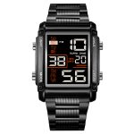 Skmei 2206 Digital Square Stainless Steel Dual Time Display Multifunction Watch 3ATM Waterproof