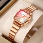 SKMEI 2190 Small Square Alloy Case Quartz Waterproof Colorful Dial Watch for Girls Fashion Style - Image 5
