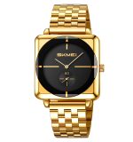 SKMEI 2413 Waterproof  Square Case Stainless Steel Strap Pointer Watch