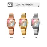SKMEI 2190 Small Square Alloy Case Quartz Waterproof Colorful Dial Watch for Girls Fashion Style - Image 8