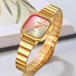 SKMEI 2190 Small Square Alloy Case Quartz Waterproof Colorful Dial Watch for Girls Fashion Style
