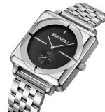 SKMEI 2413 Waterproof  Square Case Stainless Steel Strap Pointer Watch - Image 5