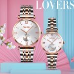 SKMEI 9198 Couple Stainless Steel Quartz Watch Men and Lady Fashion Chain Wrist Watch