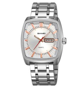 SKMEI 9354 Square Dial Business Analog Quartz  Stainless Steel Waterproof Luminous Wrist Watch