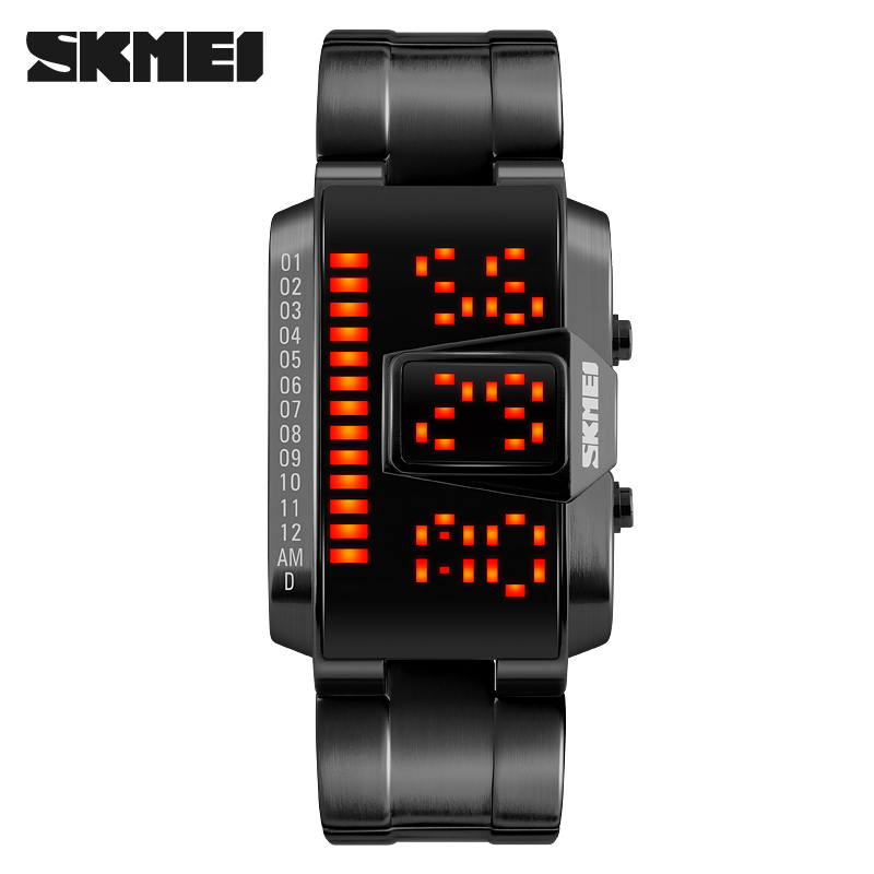 2 SKMEI 1179 Rectangle Shape Cool Men Digital Color Change Led Watch Sport Waterproof - Image 1