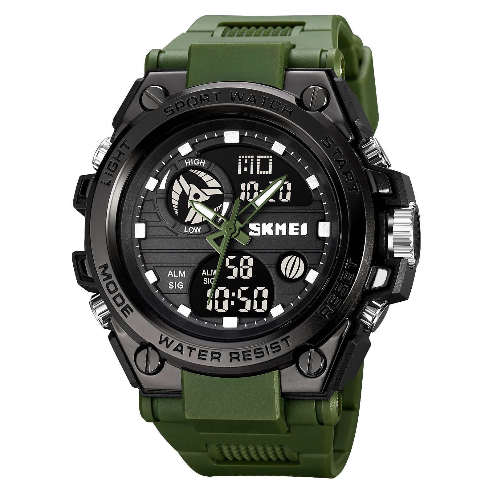 army_green Skmei 2031 sports Classic Japan Digital Movement Back Light Waterproof Watch - Image 1