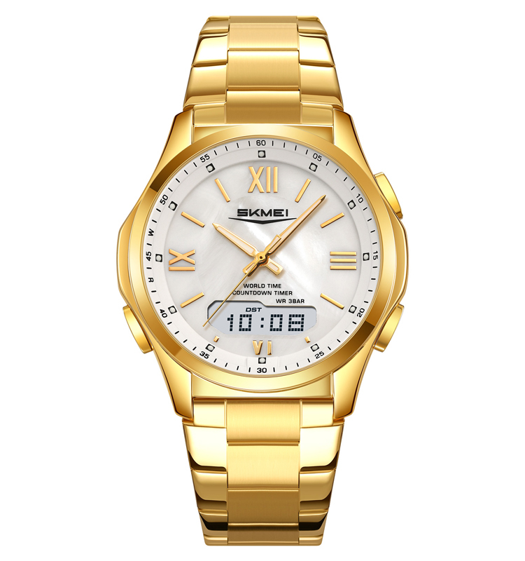goldwhite SKMEI 2459 Digital Analog Watch with EL Backlight 30M Waterproof DST World Time Function - Image 1