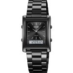 SKMEI 2571 Dual Time Mode Digital Analog Metal 3Bar Stainless Steel Back Case Watch