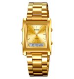 SKMEI 2571 Dual Time Mode Digital Analog Metal 3Bar Stainless Steel Back Case Watch - Image 4