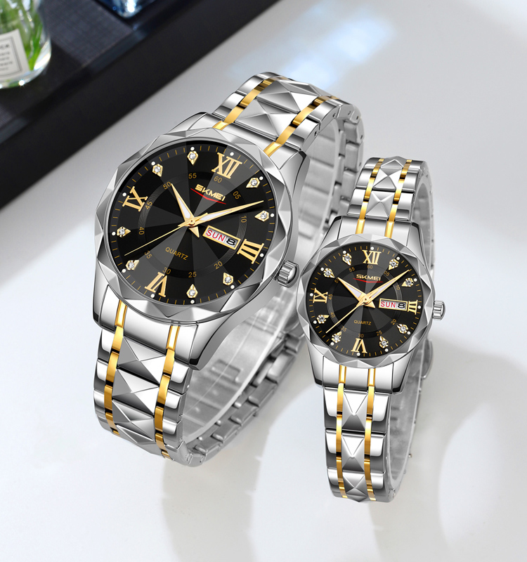 main-image-1 SKMEI Couple 9369-9370 Luxury Good Quality Charm Business Classic Quartz Wrist Watch - Image 1