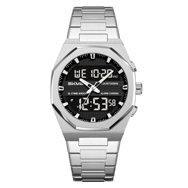 SKMEI 2624 Analog Digital Countdown Men Three Time Quartz Wristwatch 