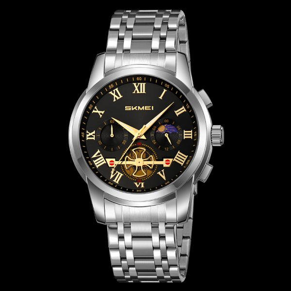 SKMEI 9394 Business Analog Quartz Luminous Moon Phane Luxury Chronograph Wristwatch