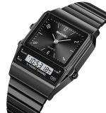 SKMEI 2632 Alloy case Stainless Steel Strap Double Display Digital  Electronic Wristwatch 