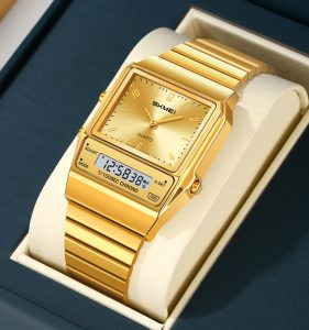 SKMEI 2632 Alloy case Stainless Steel Strap Double Display Digital  Electronic Wristwatch  - Image 3