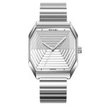 SKMEI 9393  Retro Coin Antique Square 3D Scale 36mm Stainless Steel  Quartz Watch - Image 5