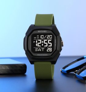 SKMEI 2495 Square Shape Fashion  Outdoor  Multifunctional Dual Time Watch