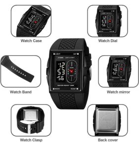 Skmei 2213 square Dial Outdoor 50m Dual Display Led Sports Watch - Image 4
