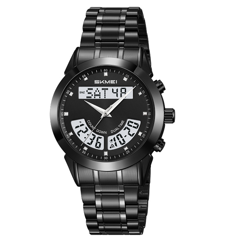 variant-image-color-black-4 SKMEI 2445 Men's Analog-Digital Dual Time Waterproof Quartz Alarm Stop Watch - Image 1