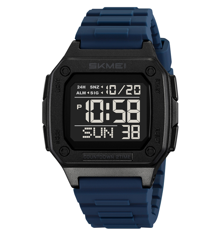 variant-image-color-blue-1 SKMEI 2456 Sports Fashion Silicone Band Waterproof Digital ABS Case Resin Watch - Image 1
