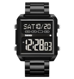 SKMEI 2299  Fashion Retro Classic Square Dial Stainless Steel Luminous Display Men's Electronic Watch - Image 2