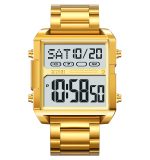 SKMEI 2299  Fashion Retro Classic Square Dial Stainless Steel Luminous Display Men's Electronic Watch - Image 3