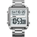 SKMEI 2299  Fashion Retro Classic Square Dial Stainless Steel Luminous Display Men's Electronic Watch