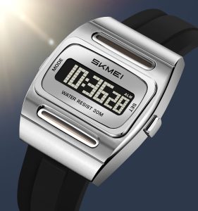 SKMEI 2563 Solar Power Electronic  Digital Sports Waterproof LED Display Men's Watch