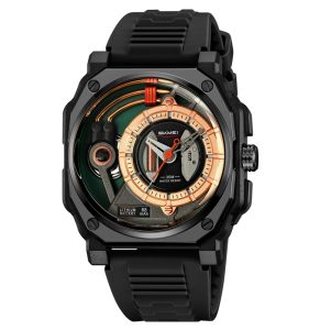 SKMEI 2533 Men's Quartz Silicone Strap Stylish and Unique Square Design Watch