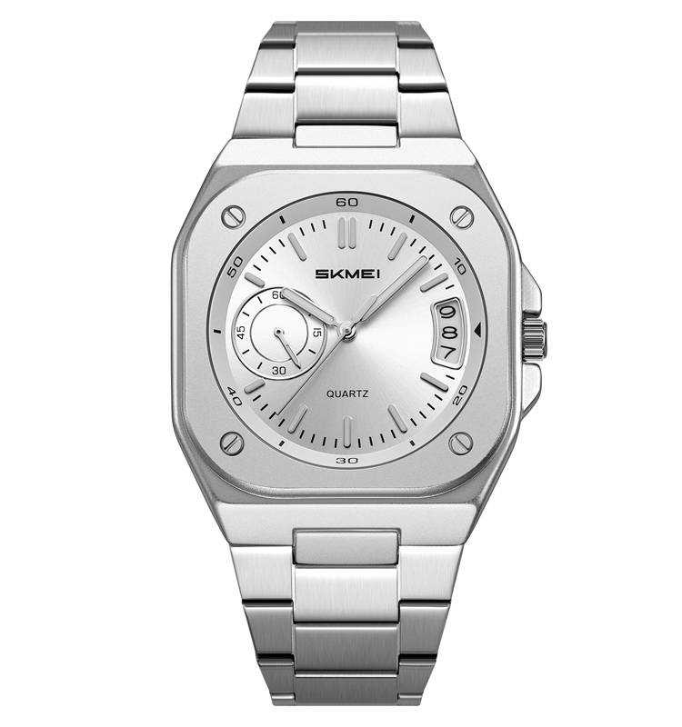 green-3 Skmei 2572 Fasion Stainless Steel Band Watch Mens Waterproof Quartz Wristwatch - Image 1