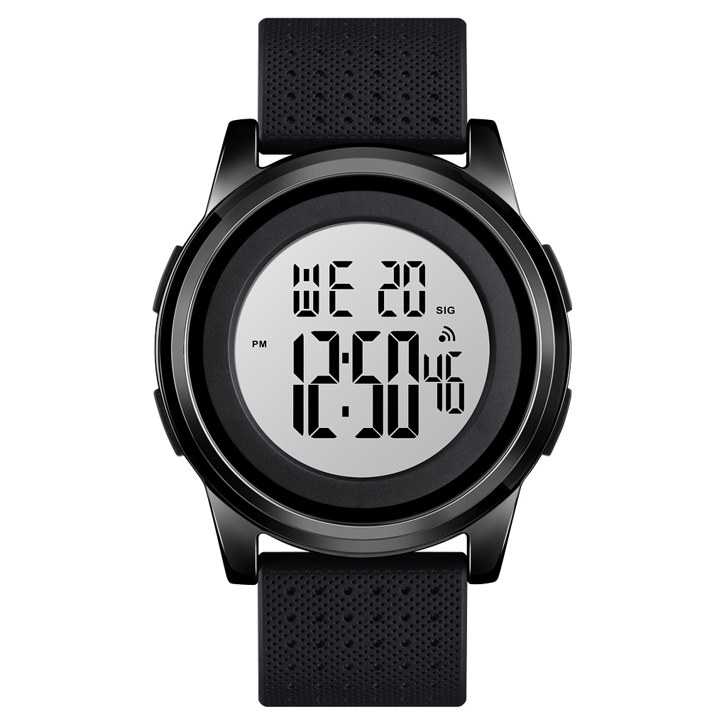 main-image-5 SKMEI 1502 Men Sports Digital Ultra Thin Soft PU Strap 5 ATM Waterproof Alarm Chronograph Watch - Image 1