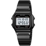 SKMEI 2465 Simple Waterproof LED Lights 2 Time Alarm Luminous Spring Band Wristwatch