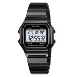 SKMEI 2465 Simple Waterproof LED Lights 2 Time Alarm Luminous Spring Band Wristwatch