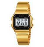 SKMEI 2465 Simple Waterproof LED Lights 2 Time Alarm Luminous Spring Band Wristwatch - Image 3
