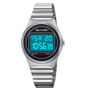 SKMEI 2385 Luxury Sports Digital  Stainless Steel Waterproof Electronic Square Dial Watch - Image 2