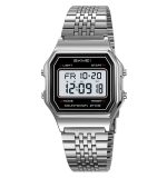 SKMEI 2465 Simple Waterproof LED Lights 2 Time Alarm Luminous Spring Band Wristwatch - Image 4